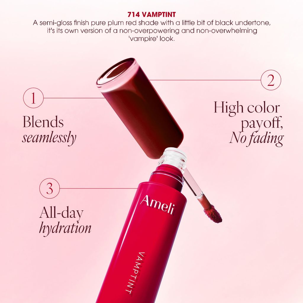 AmeliSeoul NARCISSISM LIP TINT 714 VAMPINT,  Dewy Flush (4.5g, 0.01 oz.)