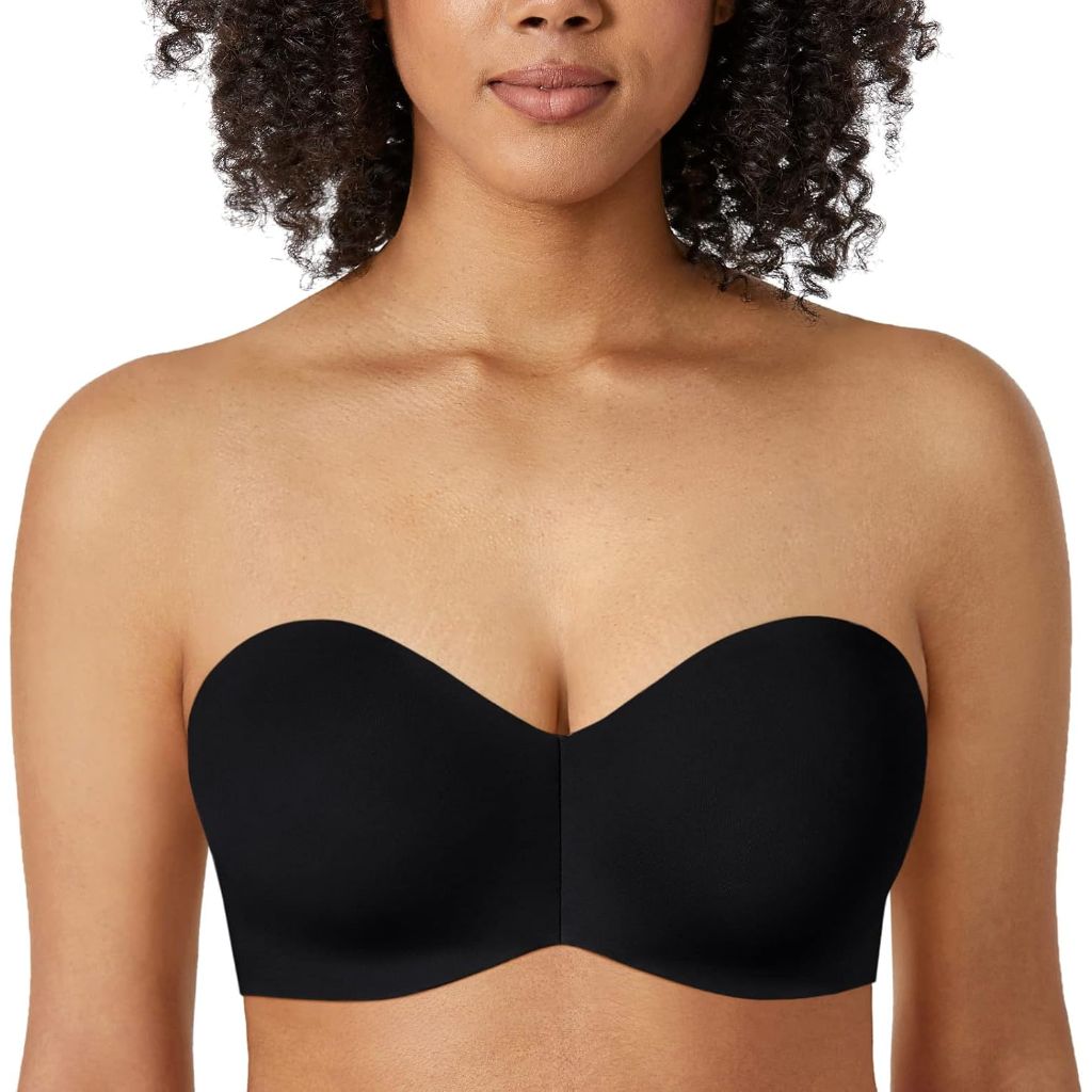 SZ 42B, DELIMIRA Women's Strapless Bra Silicone-Free Minimizer Bandeau Plus Size Unlined