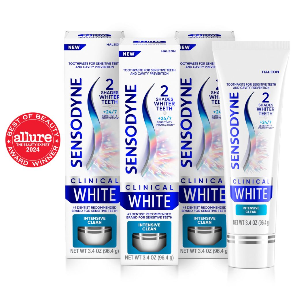 Sensodyne Clinical White Intensive Clean Toothpaste for Sensitive Teeth - 3.4oz (3 Pack)