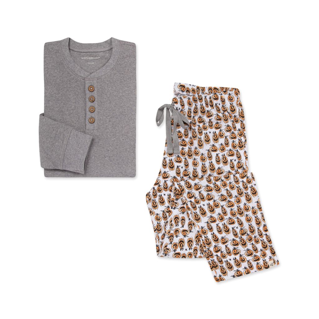 Burt's Bees Baby Men's Sleep Bottoms Heather - Heather Gray & Orange Squash Goals Organic Cotton Pajama Set - Men - XL