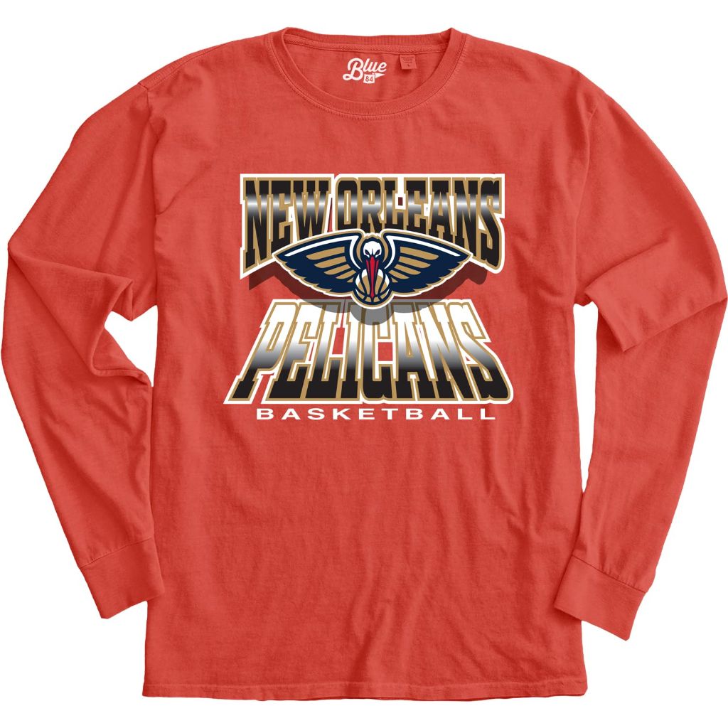 SZ L, Blue 84 - New Orleans Pelicans NBA Officially Licensed Long Sleeve T-Shirt Ringspun Alternate Color Icon