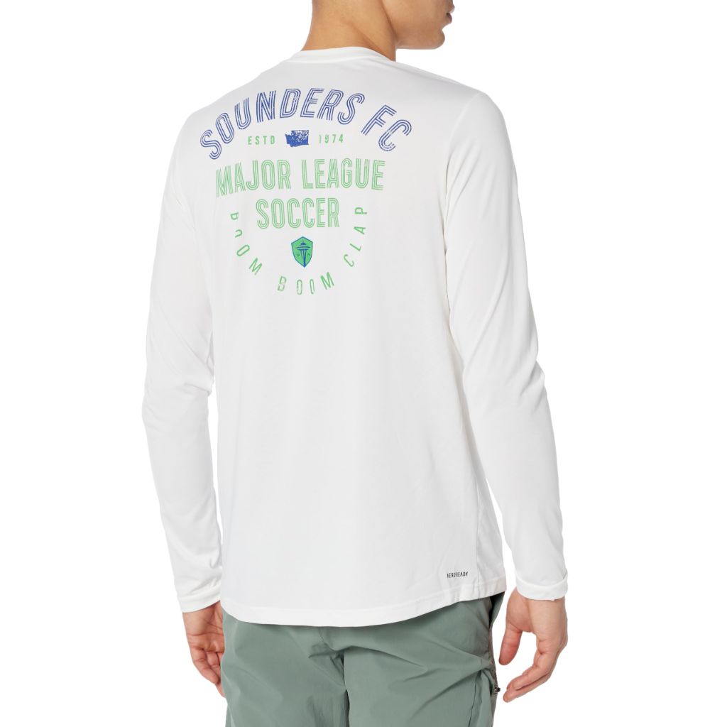 adidas Men's Seattle Sounders MLS Long Sleeve T-Shirt, White - size 3XL