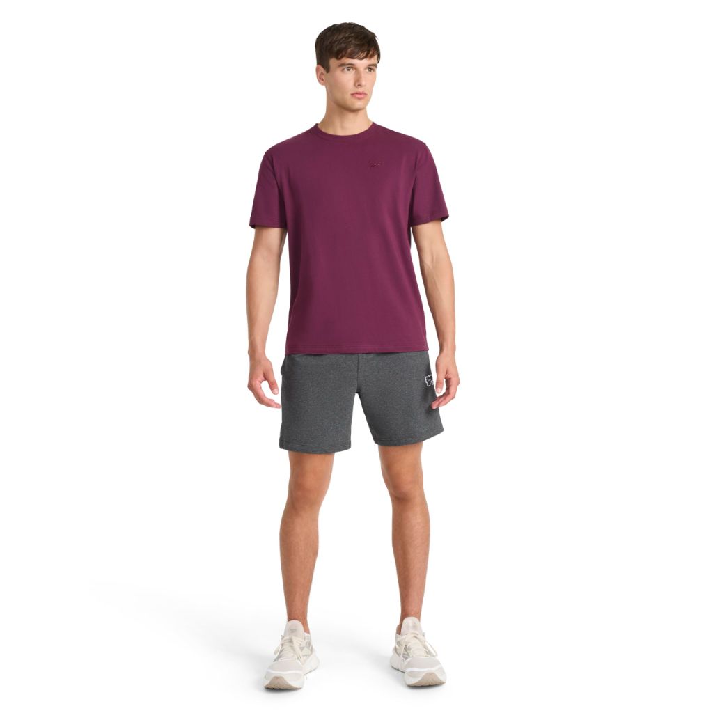SZ S, Reebok Men’s Embroidery Crewneck T-Shirt, Standard Fit | Black Cherry