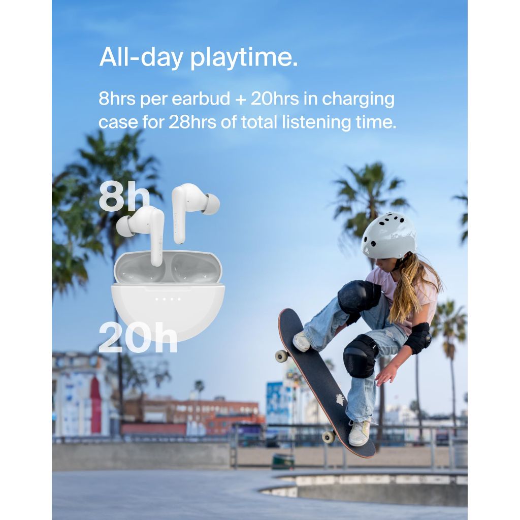 Belkin SoundForm Nano 2 Bluetooth Earbuds for Kids - White