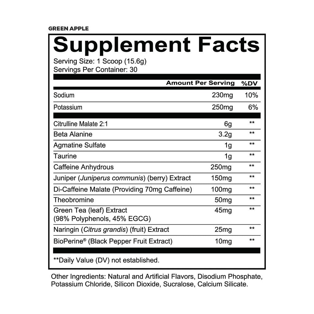 REDCON1 Total War Pump Boosting Pre Workout Powder - Green Apple, 30 Servings