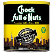 Chock Full o' Nuts New York Roast Ground Coffee ,Rich Flavor & Aroma, Dark Roast  30.5 Oz