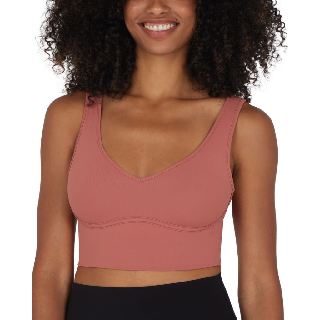 Yogalicious Nude Tech Contouring Cropped Bra Top - Cedarwood - XS