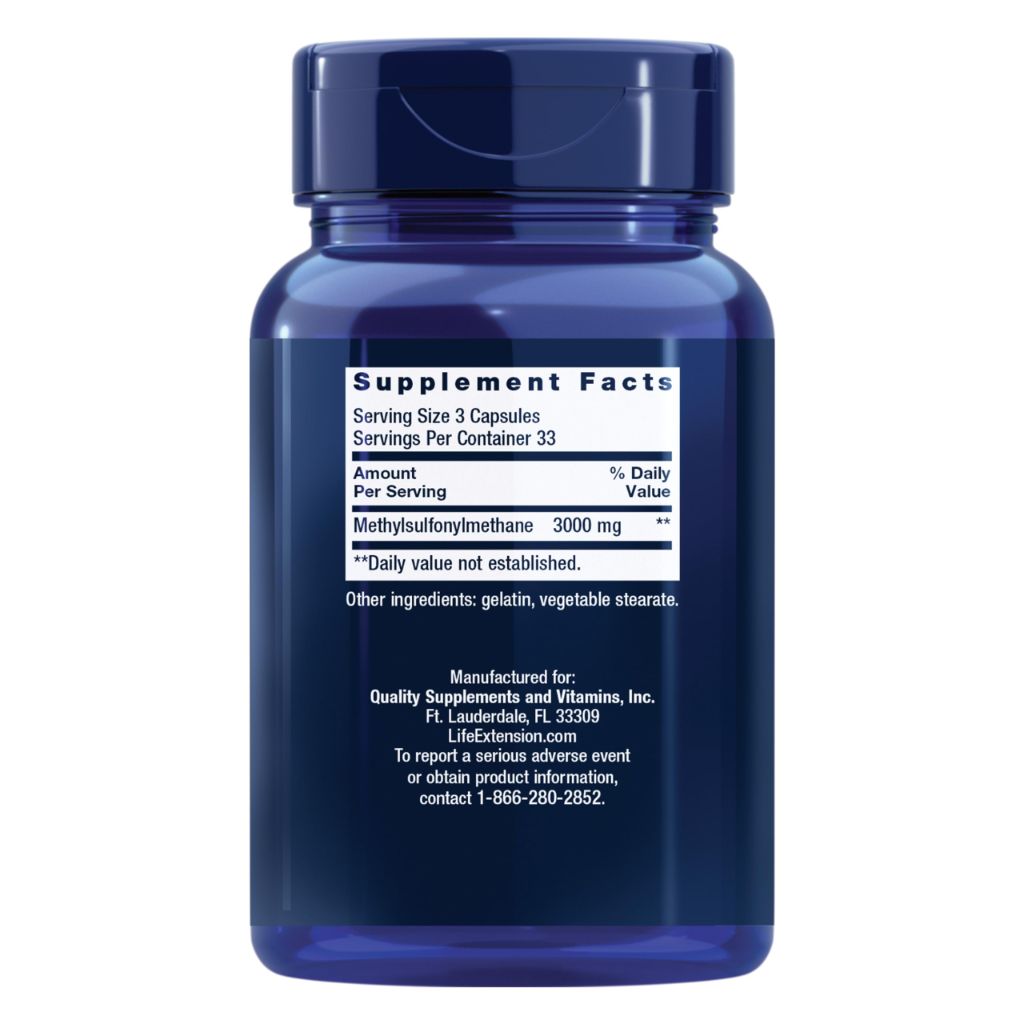 Life Extension MSM, 1000 mg, methylsulfonylmethane, 100 Capsules