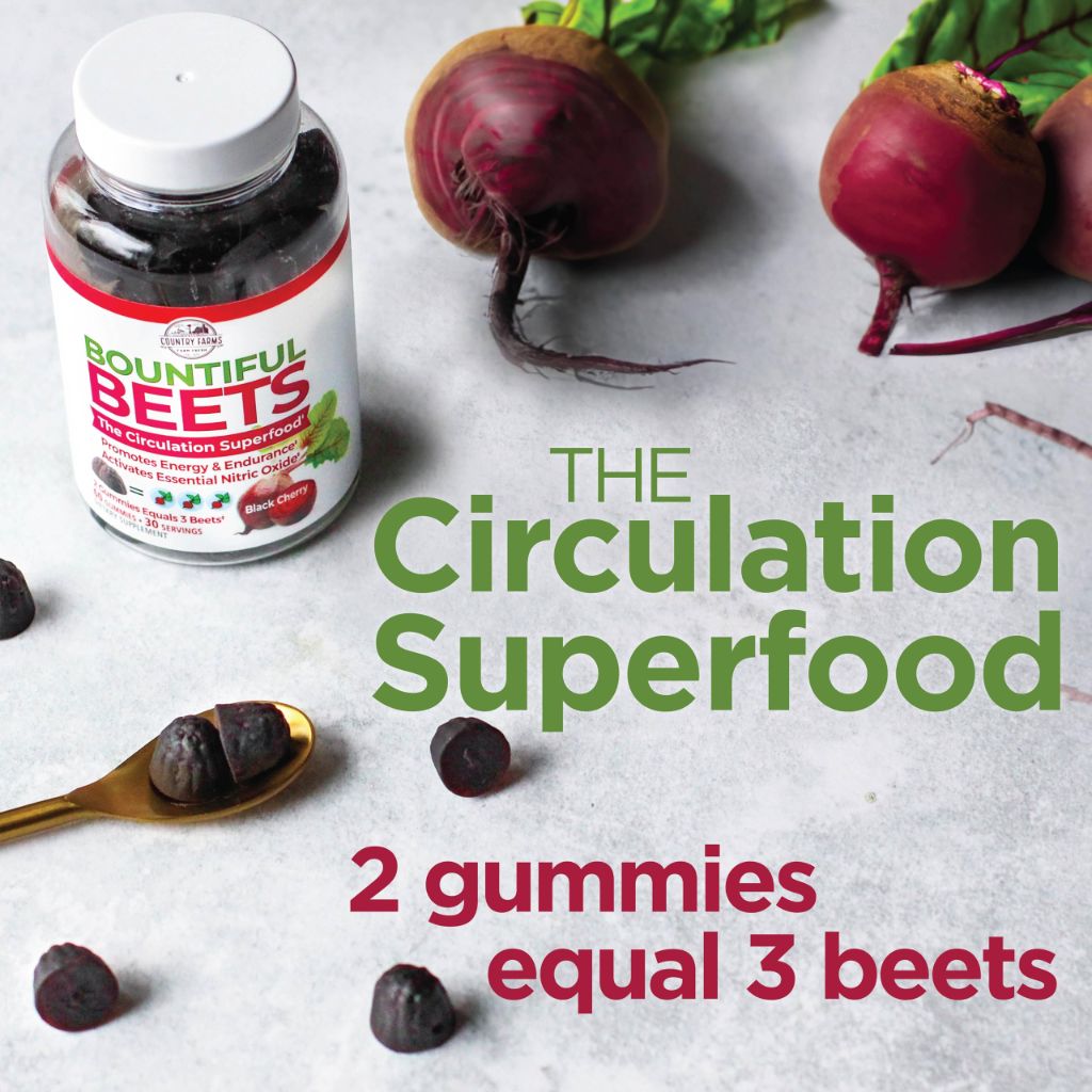 COUNTRY FARMS Bountiful Beets Gummies 30 Servings, White, 60 Count
