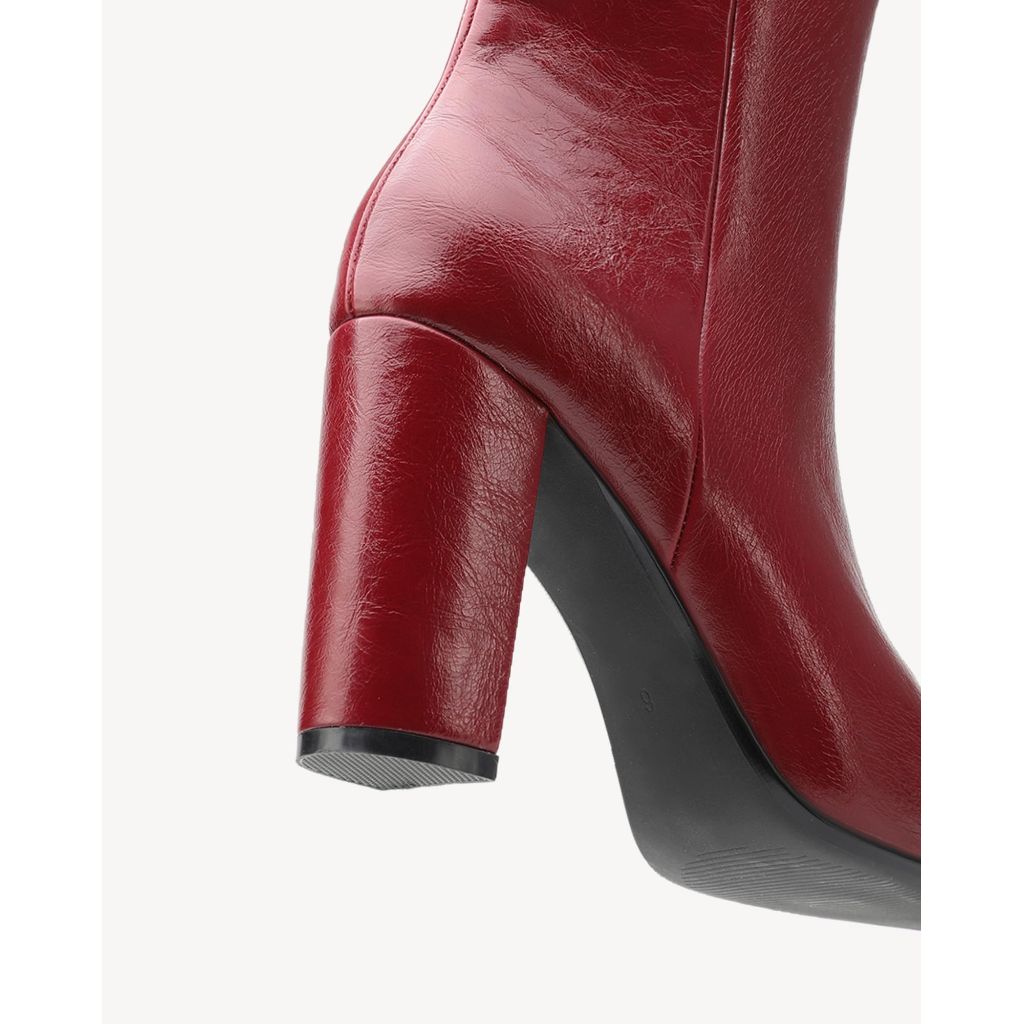 NEWBELLA Women's British Style Ankle Boots, Burgundy 6.5