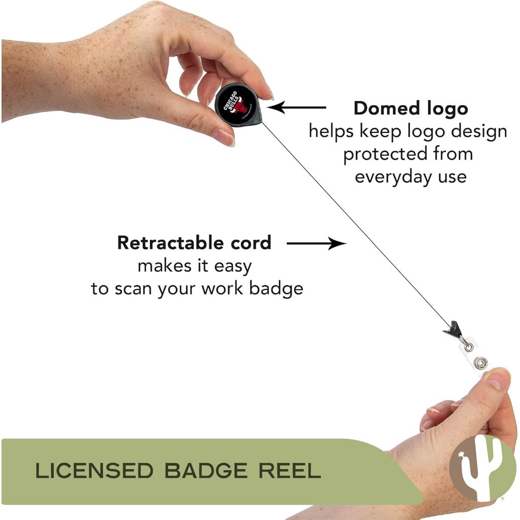 Desert Cactus Chicago Bulls Retractable Badge Holder NBA ID Reel with Ticket Clip for Lanyard