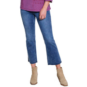 Tru Luxe Jeans Denim Fly Front Kick Crop Jean, Dark Indigo, 16