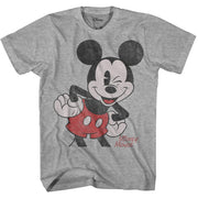 SZ M, Oversized Disneyland Image Mickey Mouse Adult Men's Classic Vintage T-Shirt (Heather Grey)