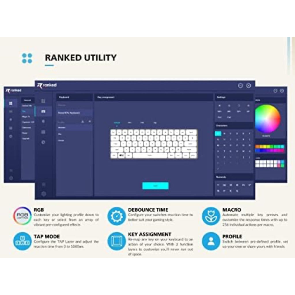 Ranked G65 Guardian 65% Ultra Slim Hot Swappable Mechanical Gaming Keyboard, 68 Keys Multi Color RGB LED Backlit (Black, Gateron Low Profile Red)