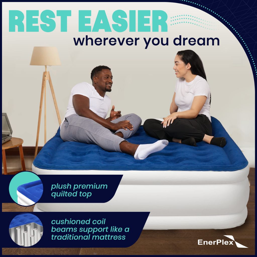 EnerPlex Queen 16" Inch Double Height Air Mattress with Built-in Pump