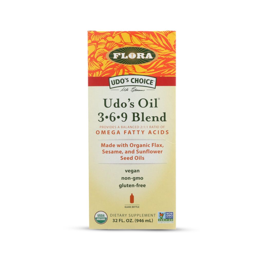 Flora Health UDO’s Oil Omega 3-6-9 32 Oz Supplement | Organic | Plant Based | Vegan Fish Oil Alternativ 32oz