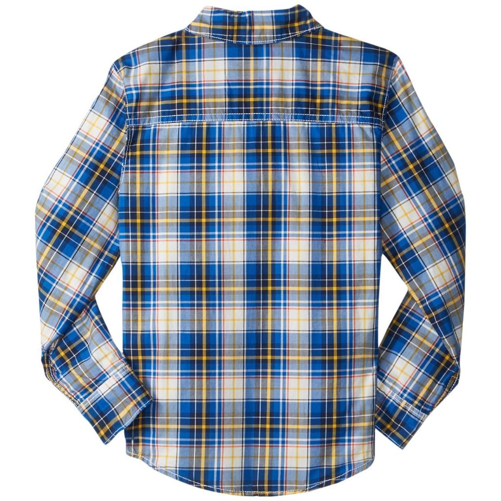 Carter's Boys Woven Buttonfront Long-Sleeve Shirt - Blue/Yellow Plaid, Size 4