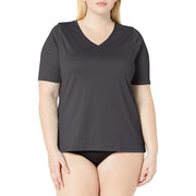 Kanu Surf Women's Plus-Size Solid UPF 50+ Swim Shirt Rashguard, Black, 1X