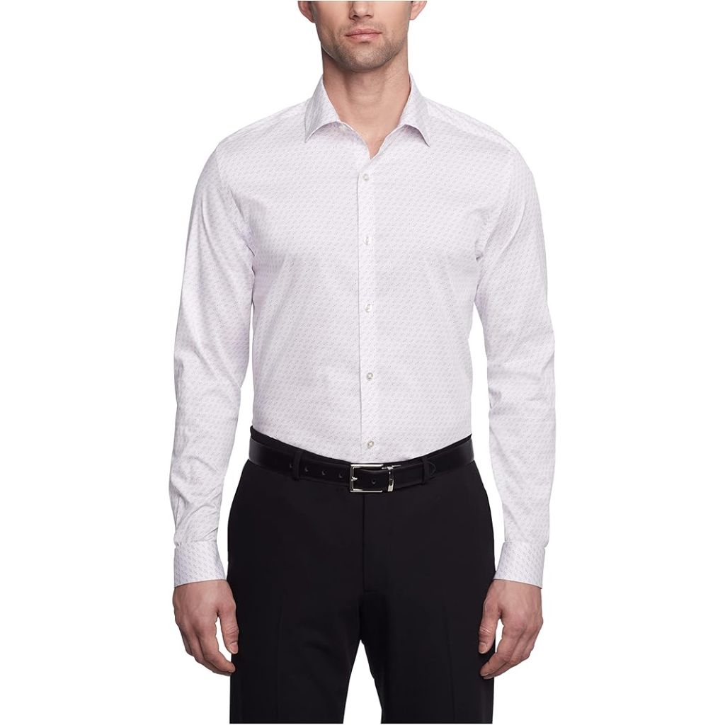 Van Heusen Men's Dress Shirt Slim Fit Ultra Wrinkle Free Flex Collar Stretch - size M