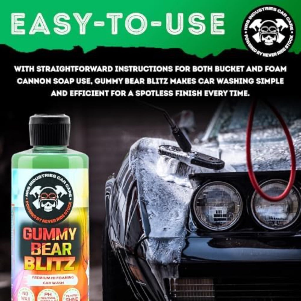 NRS Industries Foaming Car Wash Soap, pH Neutral - Gummy Bear Blitz, 16 fl. oz.