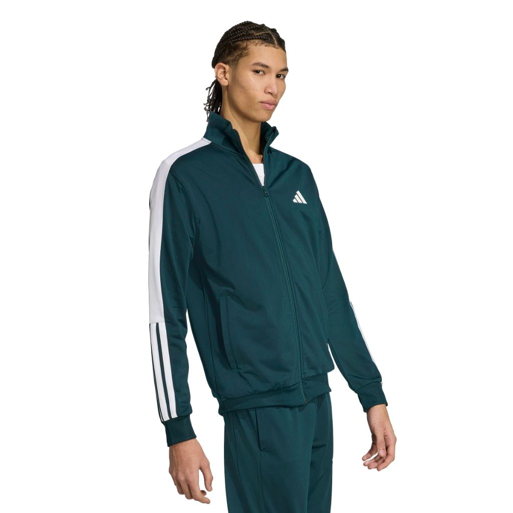 SZ S, Adidas Men's 3-Stripes Tricot Colorblock Track Top, Aurora Ivy/White