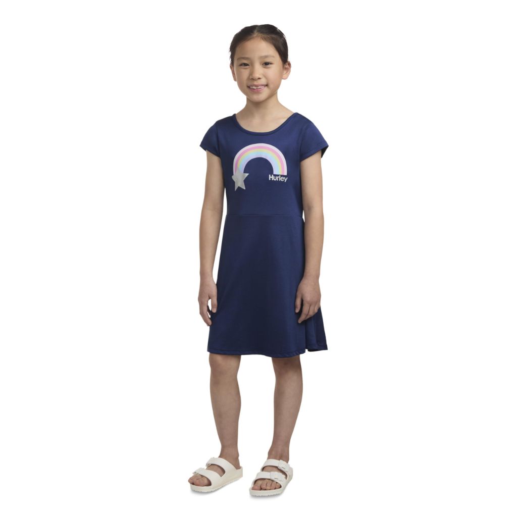Solid Skater Dress, Navy Blue, 3T
