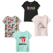 Amazon Essentials Disney Princess Girls' Short-Sleeve T-Shirts, 4PK (Size Large)