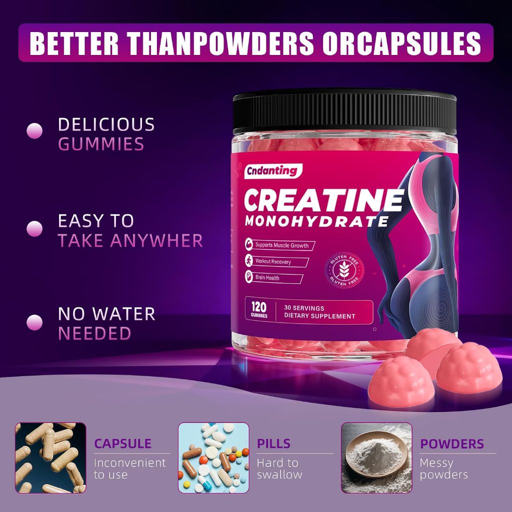 Creatine Gummies, 5000mg Creatine Monohydrate Gummies for Women, 120 Count (30 Servings),