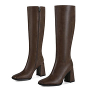 Wetviro Knee High Boots for Women, Brown - size 8