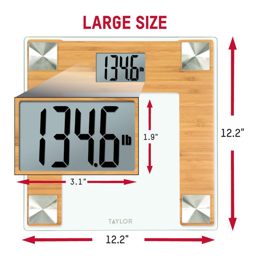 Taylor Digital Bath Scale for Body Weight, Bathroom Scale with Durable Glass Platform, 400 lb Capacity