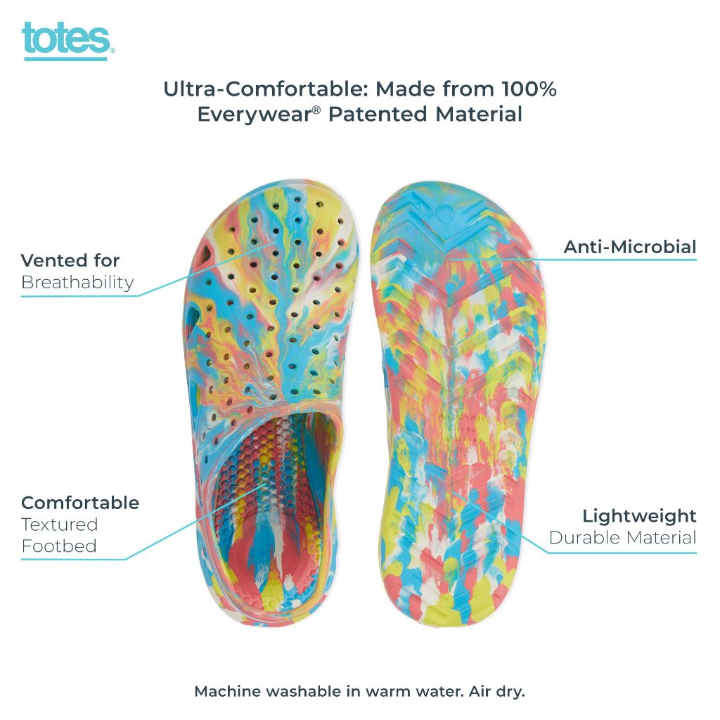Totes Toddler Everywear Lightweight Clog Sandals, Rainbow Marble - size 7-8