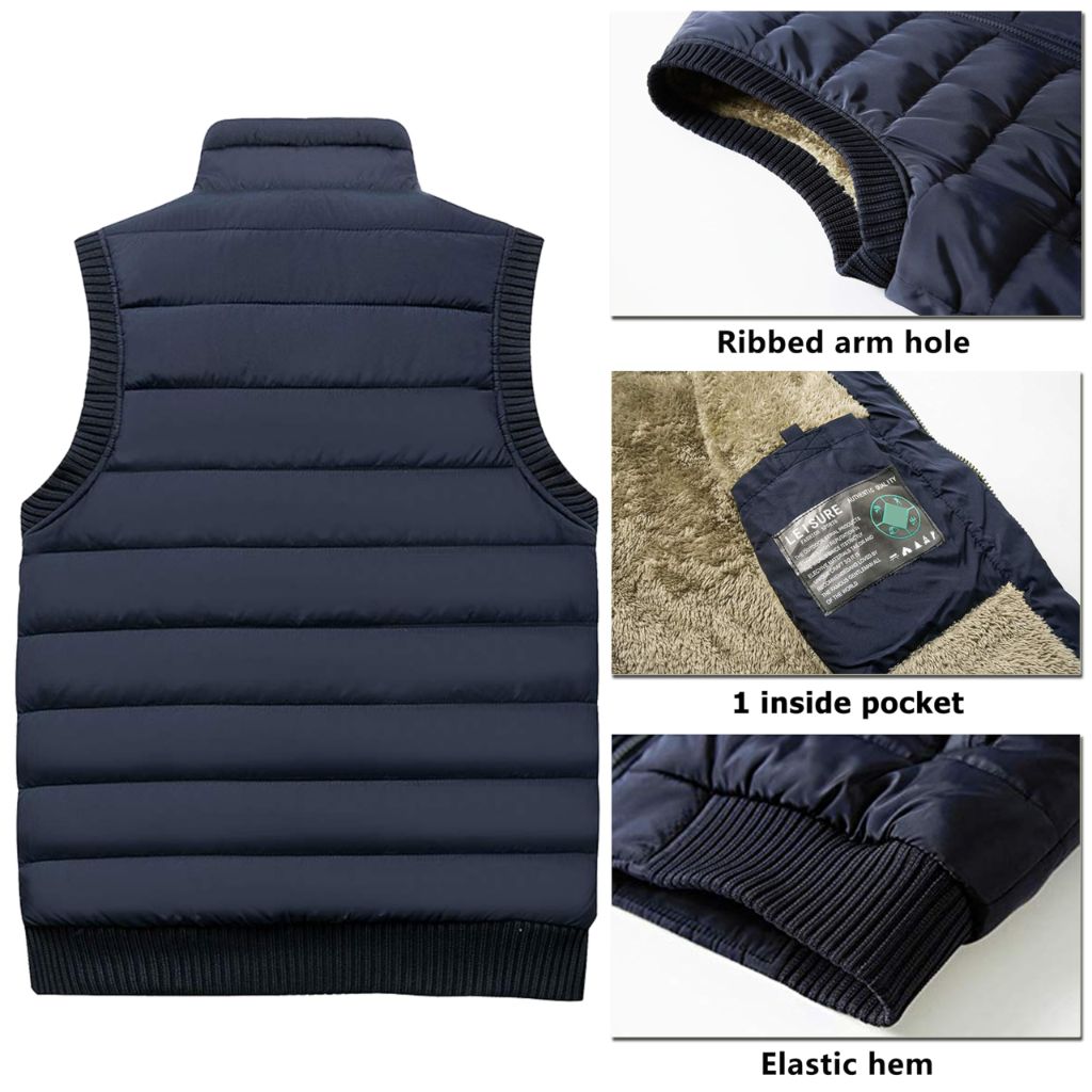 Vcansion Men's Outdoor Fleece Jacket Vest, Grey, US Small