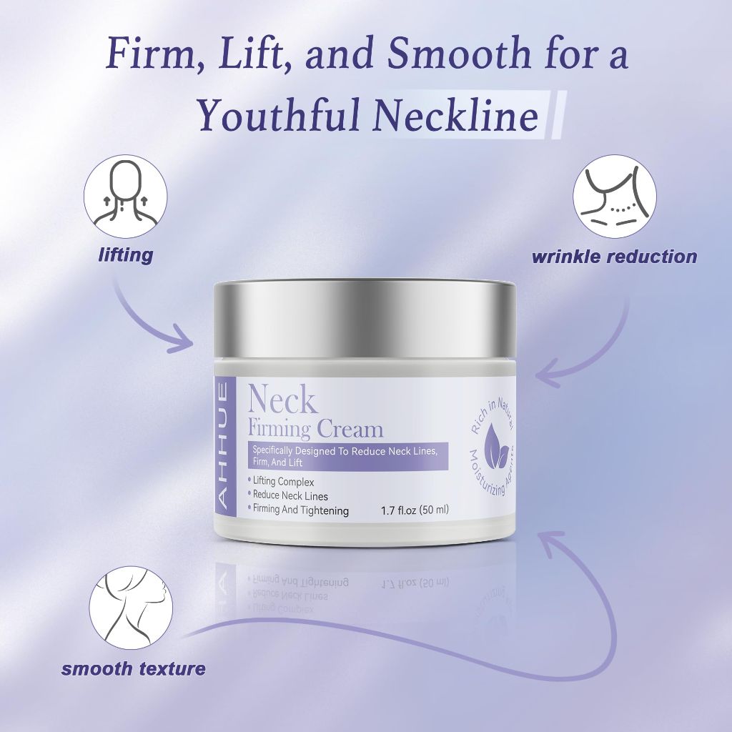 AHHUE Neck Firming Cream - Anti-Aging Tightening and Lifting for Sagging Skin with Hydrating Formula,  1.7 oz-V1