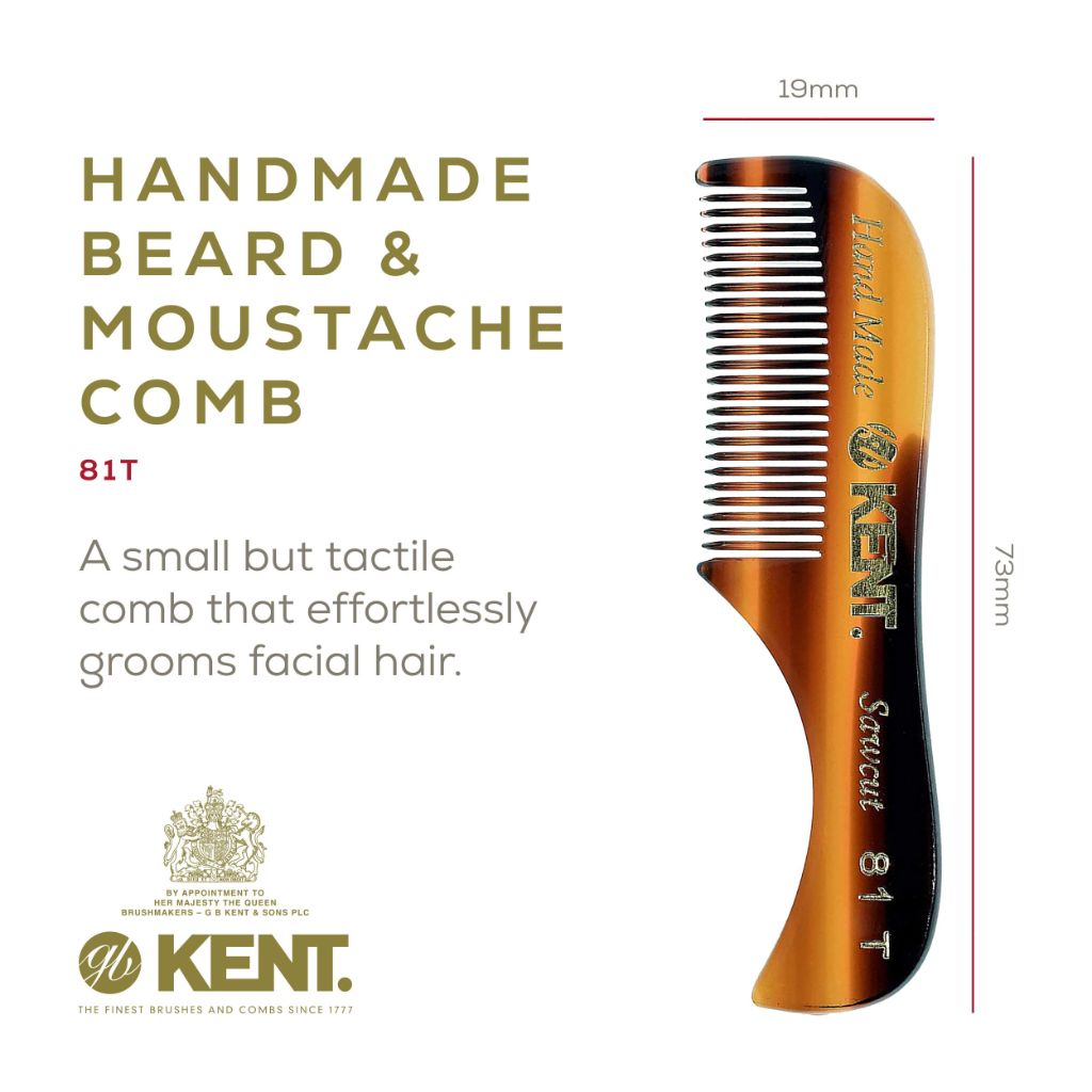 Kent 81T FOT Tortoiseshell Beard Pocket Comb Set for Men