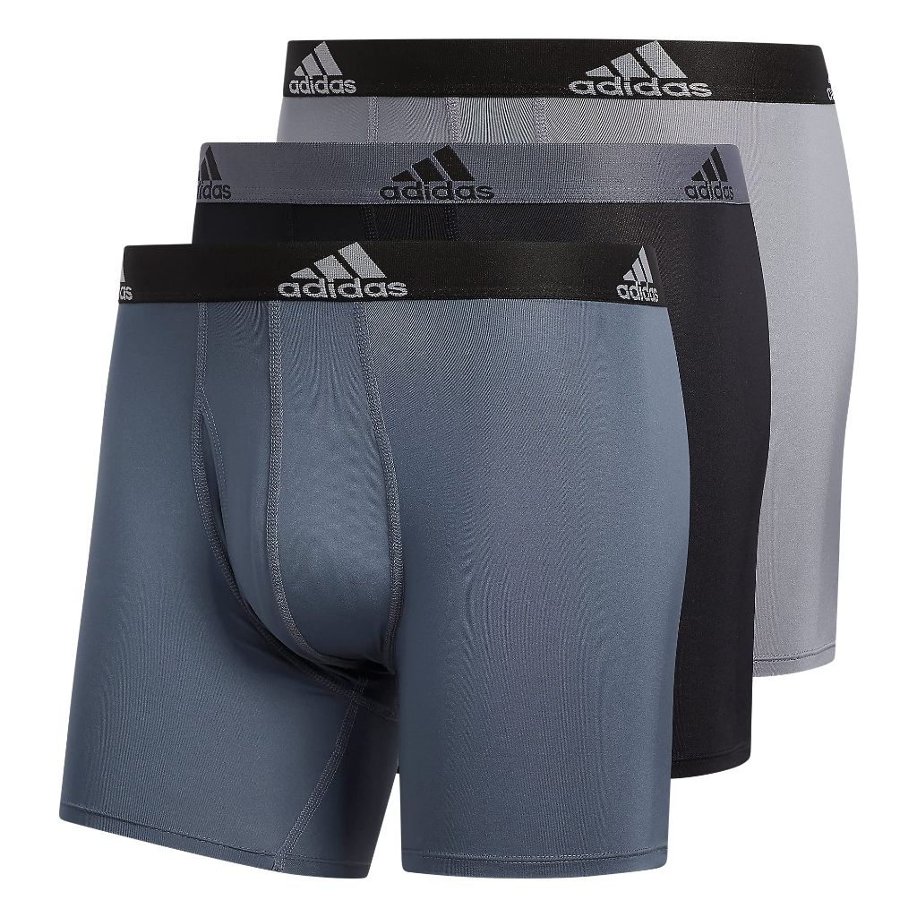 adidas Men's Microfiber Athletic Stretch Fit Boxer Briefs - Gray, XL (3 Pair)