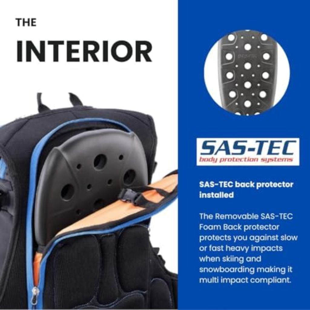 Core 22 Ski Backpack, Recco Reflector and Back Protector Installed, Backcountry Skiing, Snowboarding, Snowmobiling, Split Boarding (Dark Night/Blue)