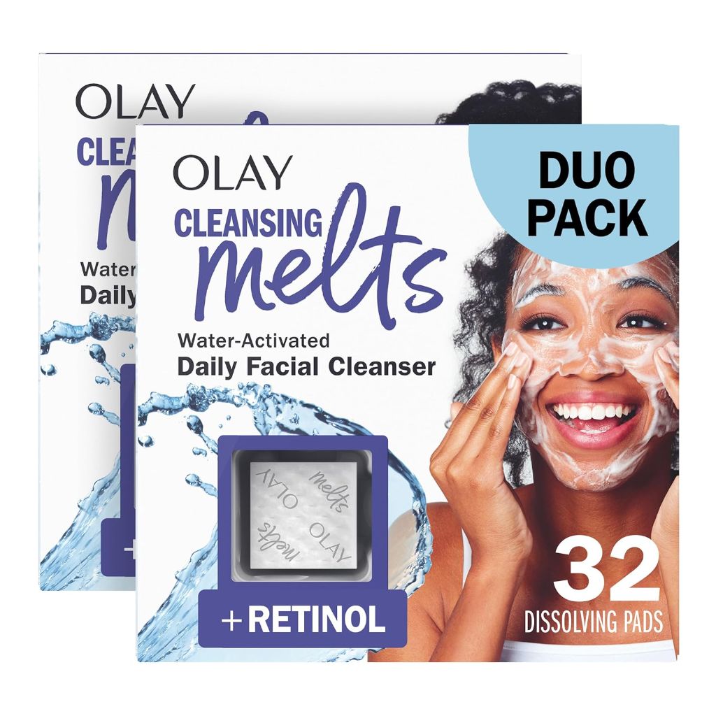 Olay Cleansing Melts Water-Activated Daily Facial Cleanser w/Retinol - 32ct (2 Pack)