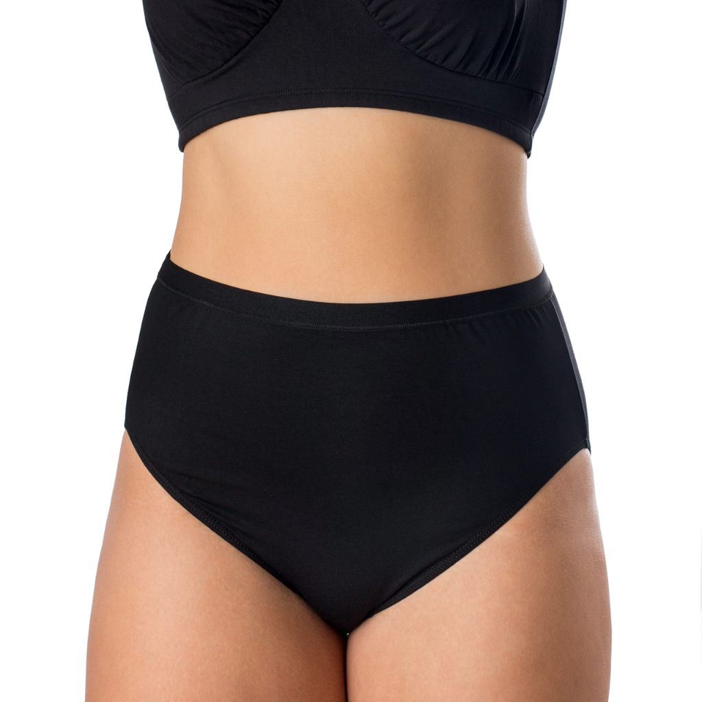 Elita Women's High Cut Plus Size Cotton Brief, Black - size XL