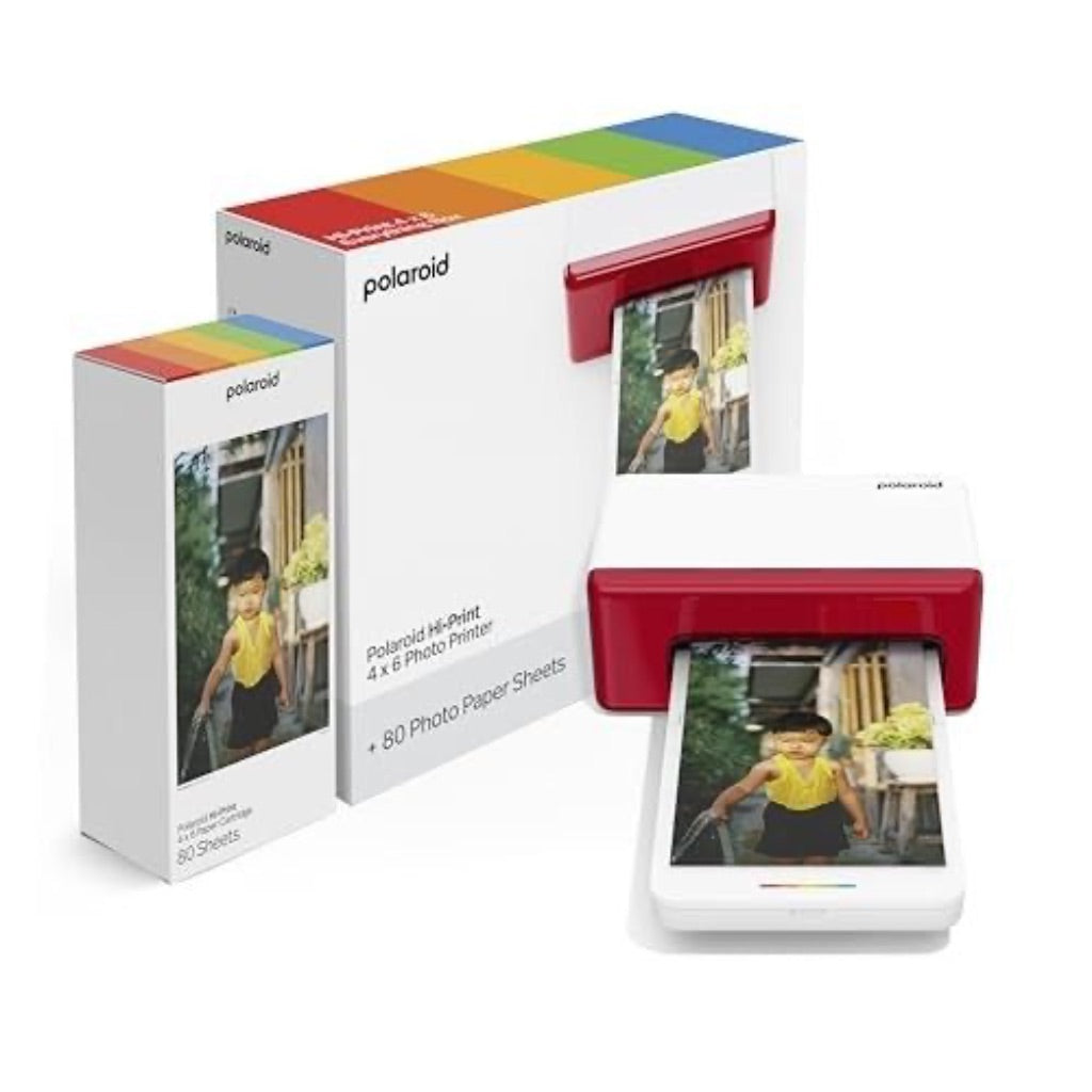 Polaroid Hi-Print Bluetooth 4x6 Photo Printer + 80 Photo Paper Sheets, Red/White