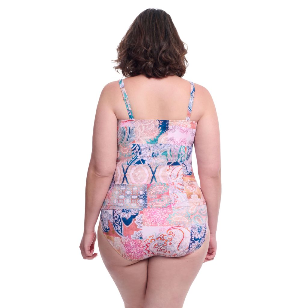 Profile by Gottex Women's Standard Karma D Cup Ruched Tankini, Multi 18W