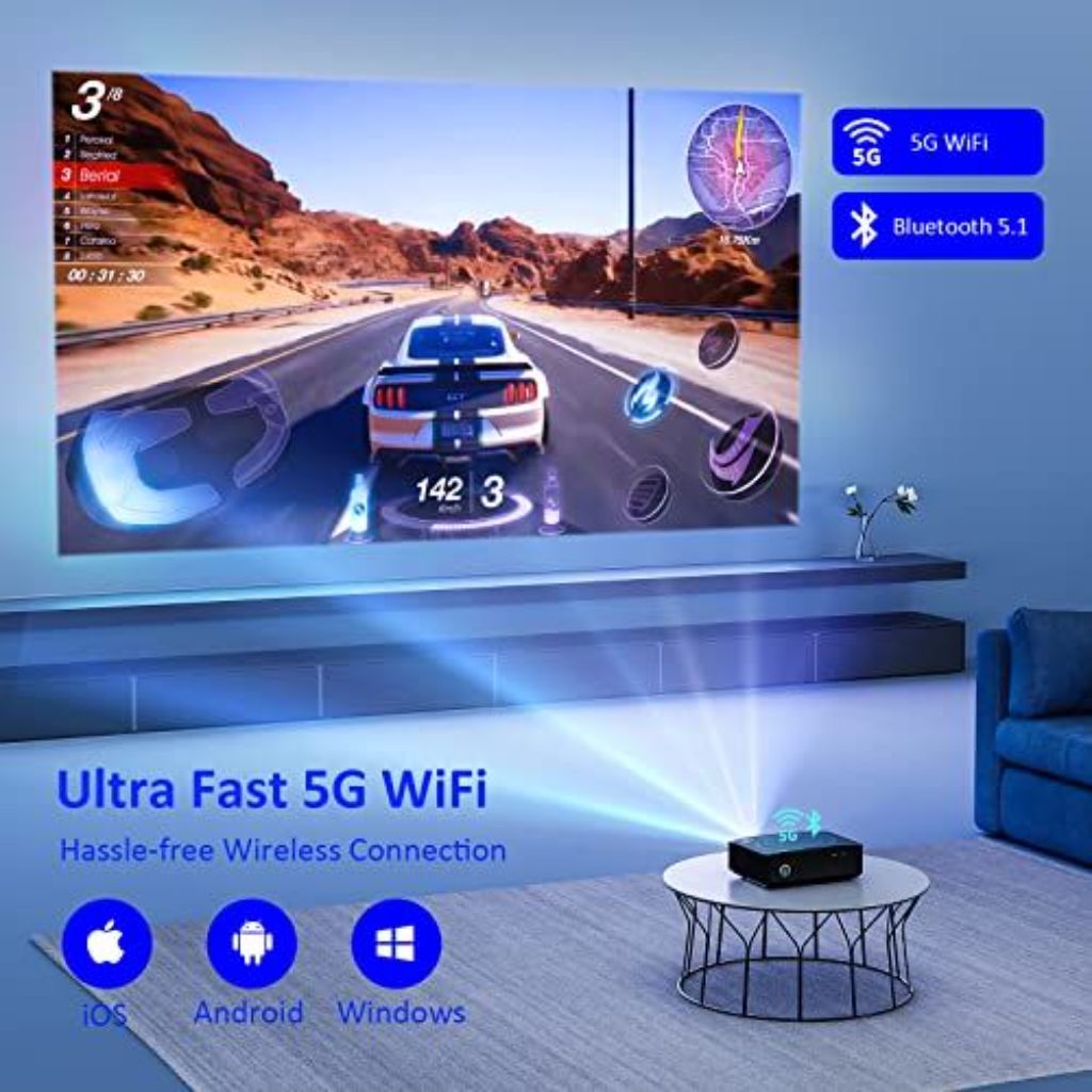 NexiGo PJ20 Outdoor Movie Projector Bundle with Wi-Fi Bluetooth, Native 1080P