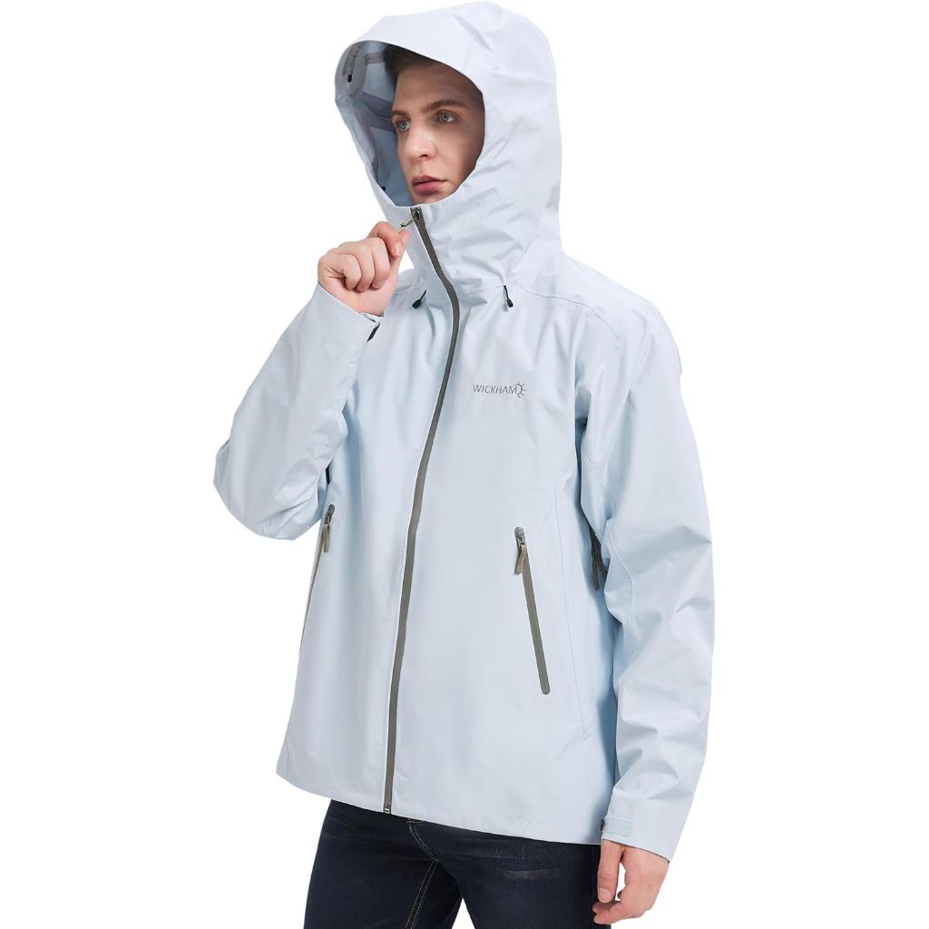WICKHAM Men's High-performance Rain Jacket, Medium, Light Blue