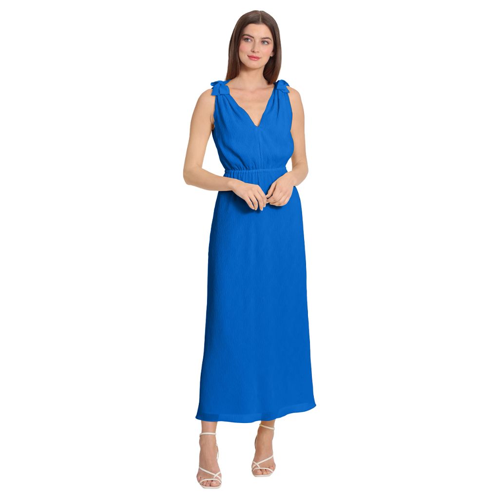 SZ 2, Maggy London Women's Tie Shoulder Chiffon Maxi Dress | Ocean