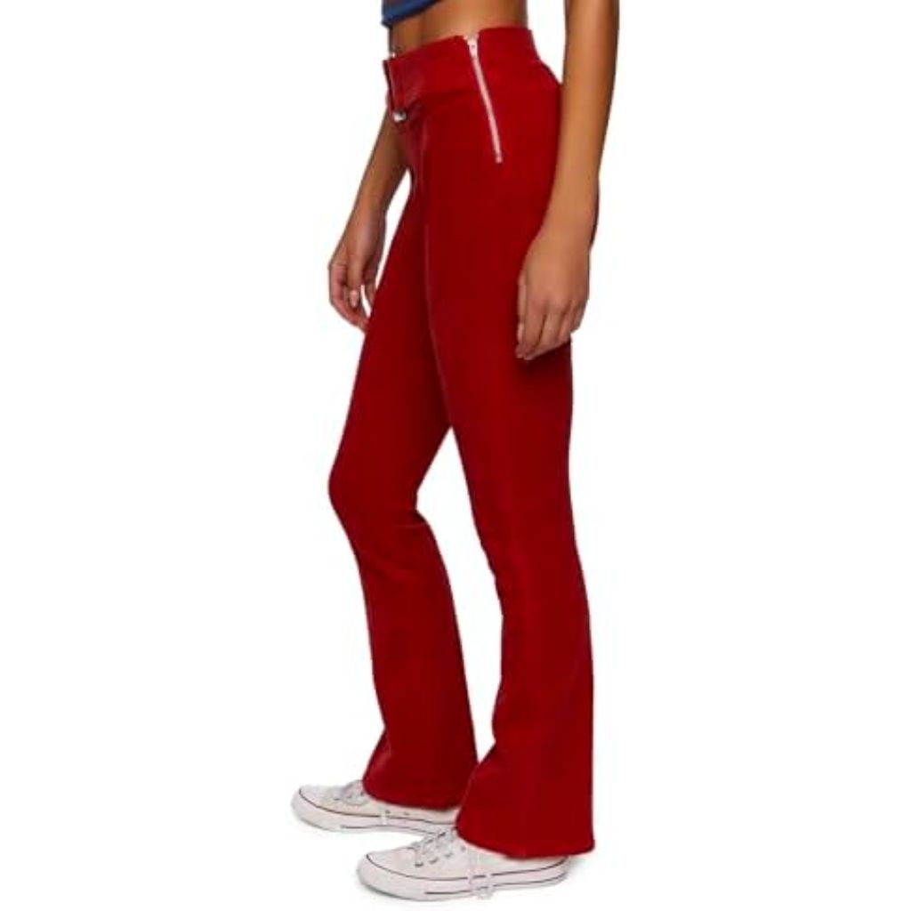Forever 21 Women's Corduroy Belted Flare Pants - Ruby, Size XS