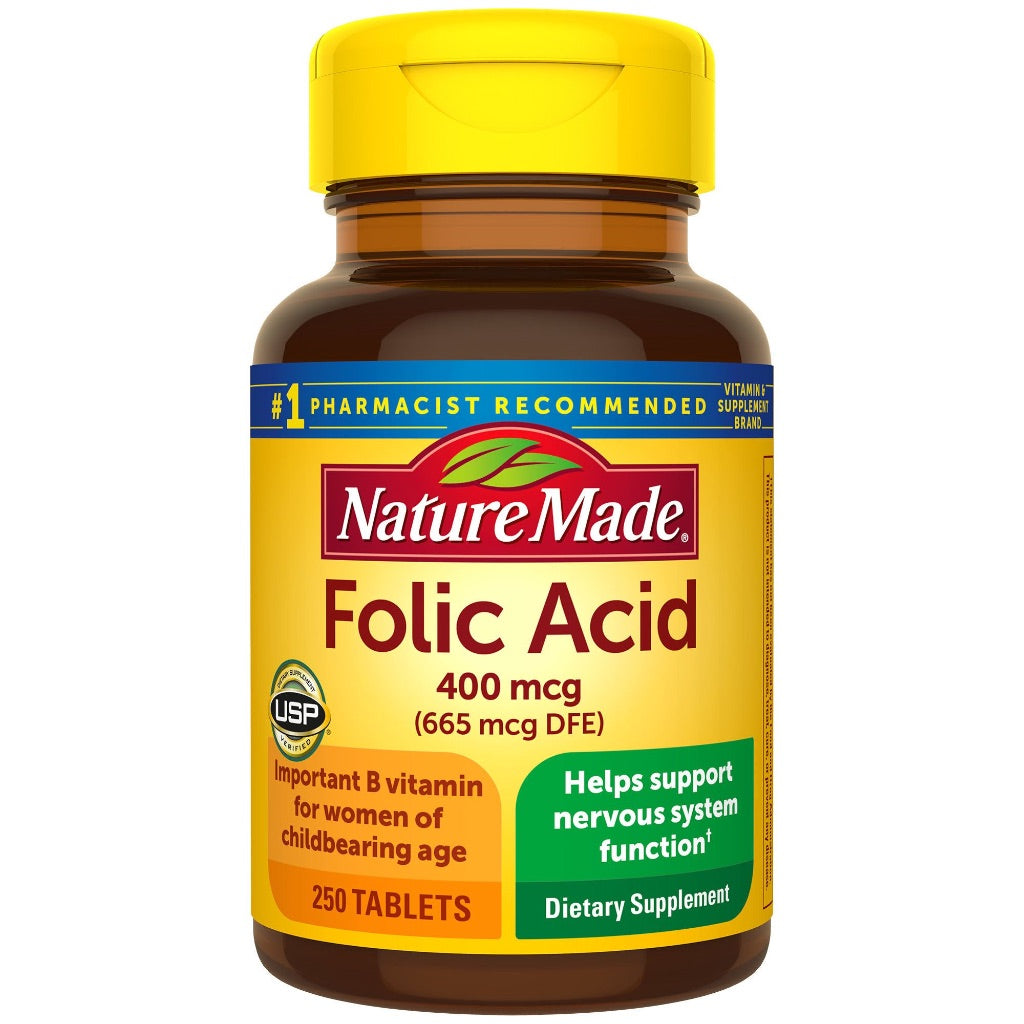 Nature Made Folic Acid 400mcg (665mcg DFE) - 250 Tablets