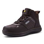 FitVille Wide Work Boots for Men Composite Toe Safety Work Shoes Slip-Resistant Work Boots Waterproof Lightweight - SteelCore (Brown, 8.5 Wide)