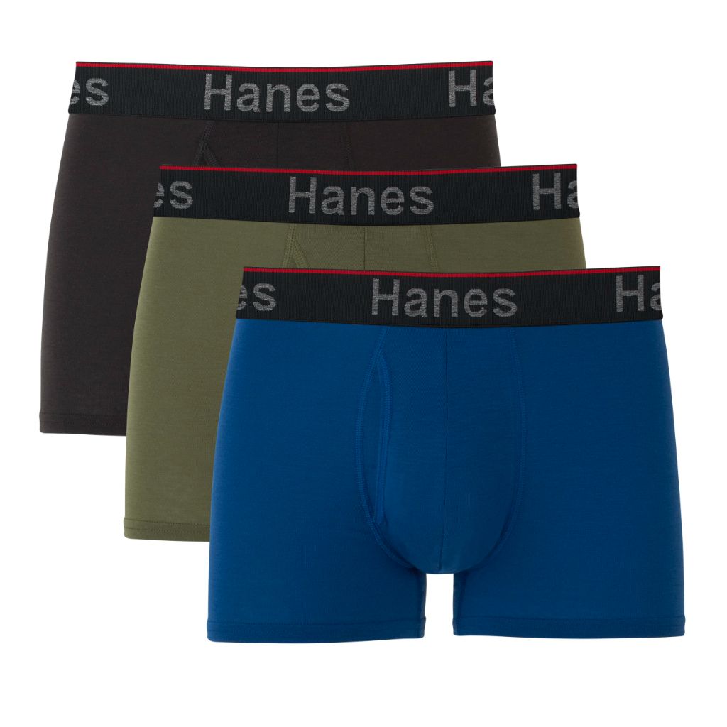 Hanes Men's Total Support Pouch Trunks, Cotton Stretch Underwear for Men, 3-Pack, Large