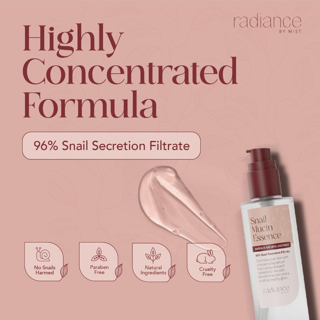 Radiance Snail Mucin Serum with Advanced Snail 96% Mucin Power Essence, 3.38 fl oz, 100ml