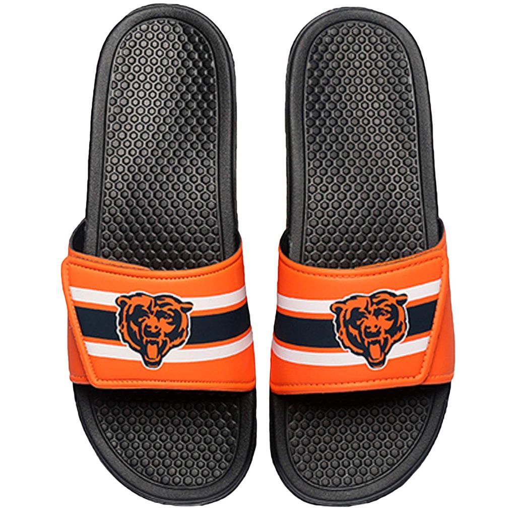FOCO Chicago Bears NFL Men's Stripe Legacy Sport Slide, Medium, 9/10