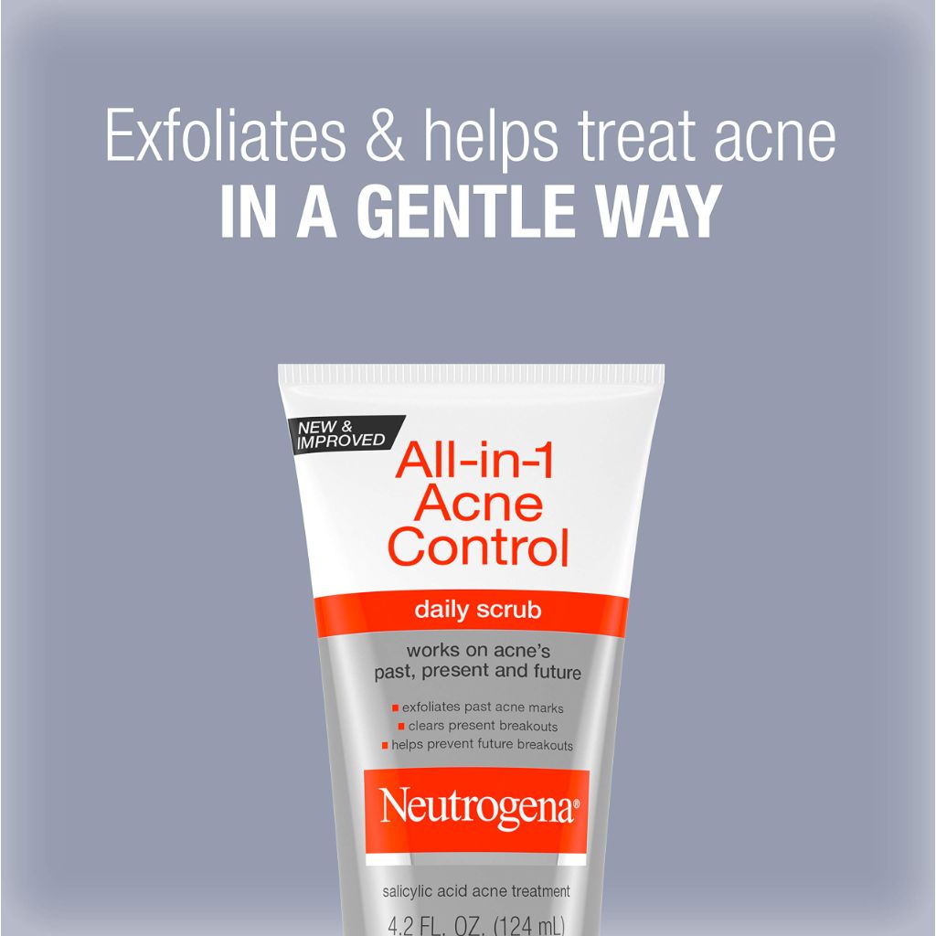 Neutrogena All-In-1 Acne Control Daily Face Scrub Salicylic Acid Acne Treatment, 4.2 fl. oz